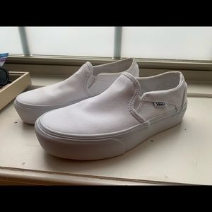White slip on vans